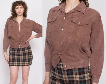 Medium 70s Brown Soft Cotton Denim Jacket Men's Short | Vintage Boho Lightweight Cropped Jean Jacket