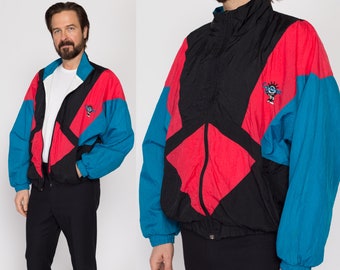Medium 80s Laguna Color Block Streetwear Windbreaker | Vintage Zip Up Lightweight Surfer Jacket