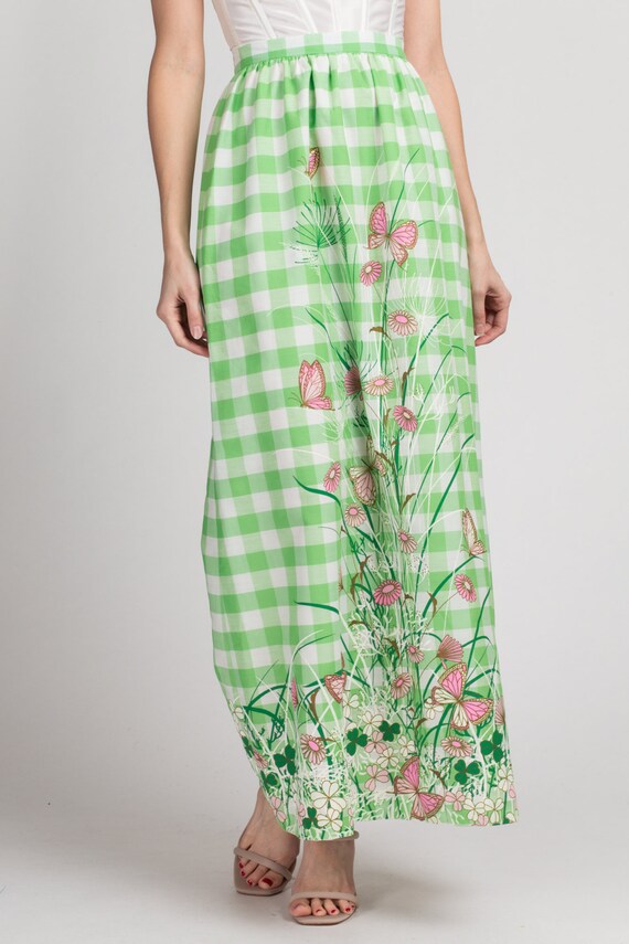 60s 70s Miss Shaheen Butterfly Floral Maxi Skirt … - image 3