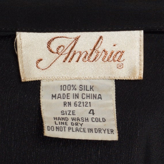 Small 80s Black Silk Dolman Sleeve Shirtdress | V… - image 7