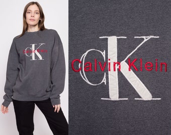 90s Calvin Klein Sweatshirt Men's XL | Vintage Unisex Streetwear Big Logo Graphic Crewneck