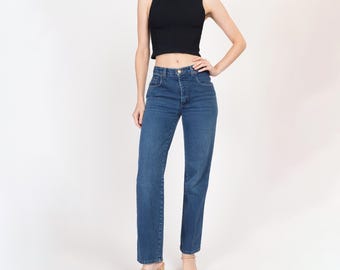 90s Mid Rise Jeans - Small | Vintage Medium Wash Tapered Leg Mom Jeans