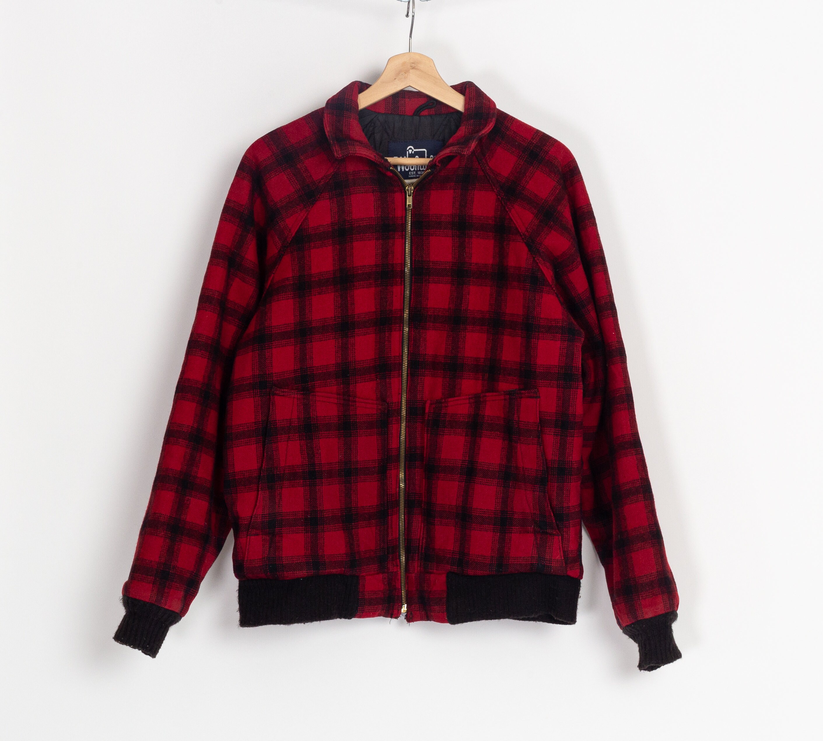 80s Buffalo Plaid Woolrich Bomber Coat 
