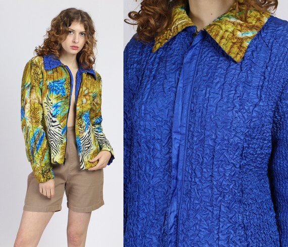 90s Reversible Popcorn Crinkle Jacket - Small to L