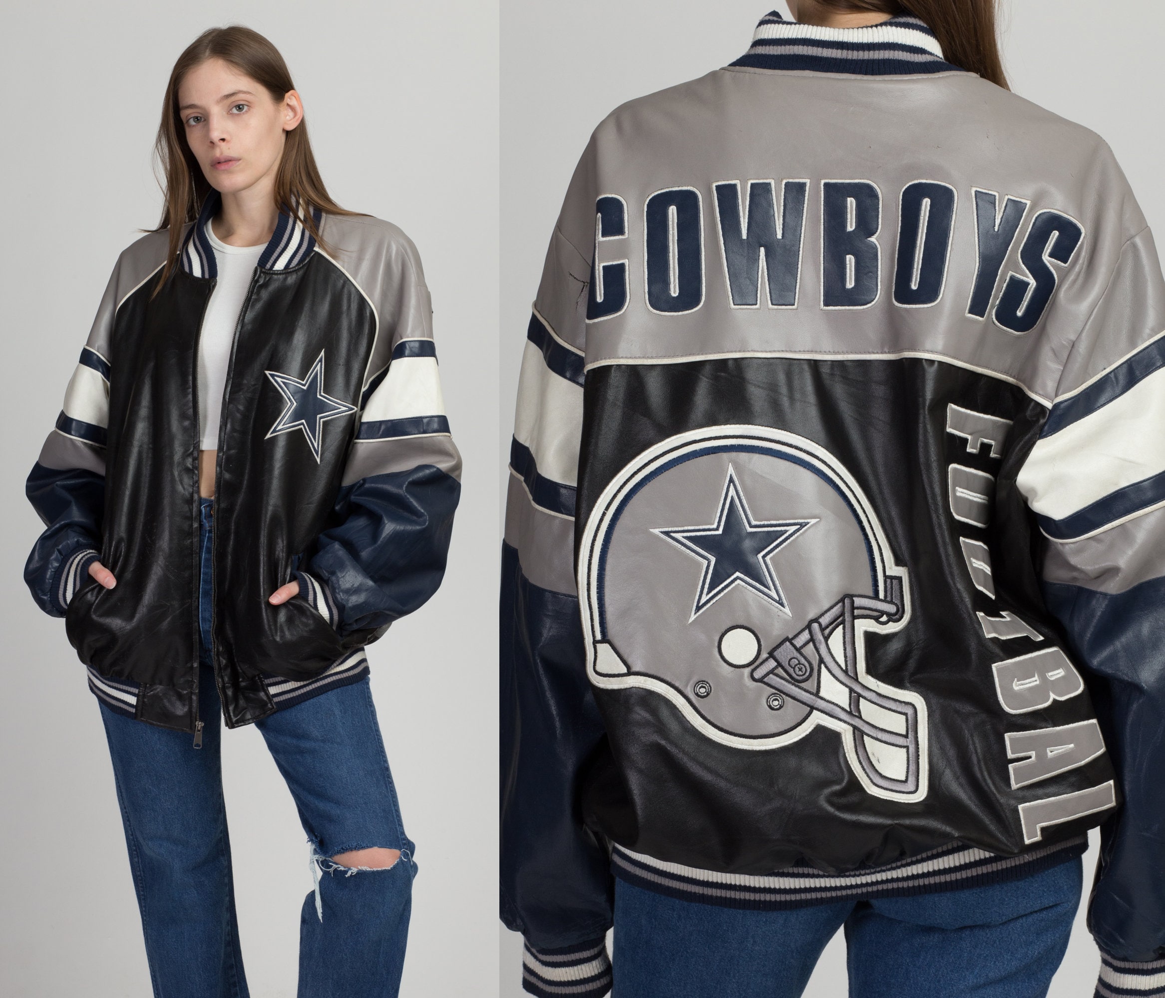 Dallas cowboys faux leather jacket top