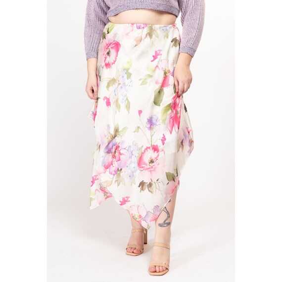 Large 90s Y2K Ralph Lauren Silk Floral Handkerchief Maxi