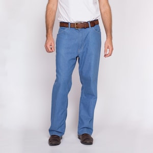 80s Blue Denim Pants - 36x32 | Vintage High Waisted Jeans Trousers