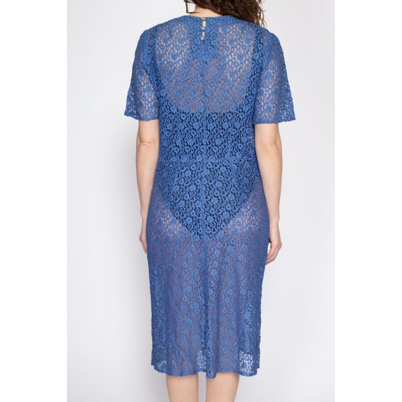 Large 1930s Sheer Blue Floral Lace Day Dress | Vi… - image 5