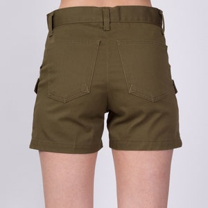 70s High Waist Boy Scout Uniform Shorts XS to Small Vintage Olive Green Utility Cargo Shorts image 5