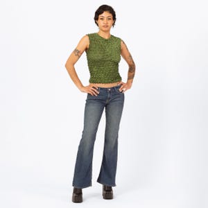 Jean évasé taille basse délavé vintage Y2K - Petit | Jeans évasés années 90 en denim effet vieilli