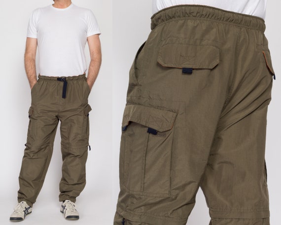 Medium 90s Olive Green Zip off Windbreaker Pants | Vintage Water