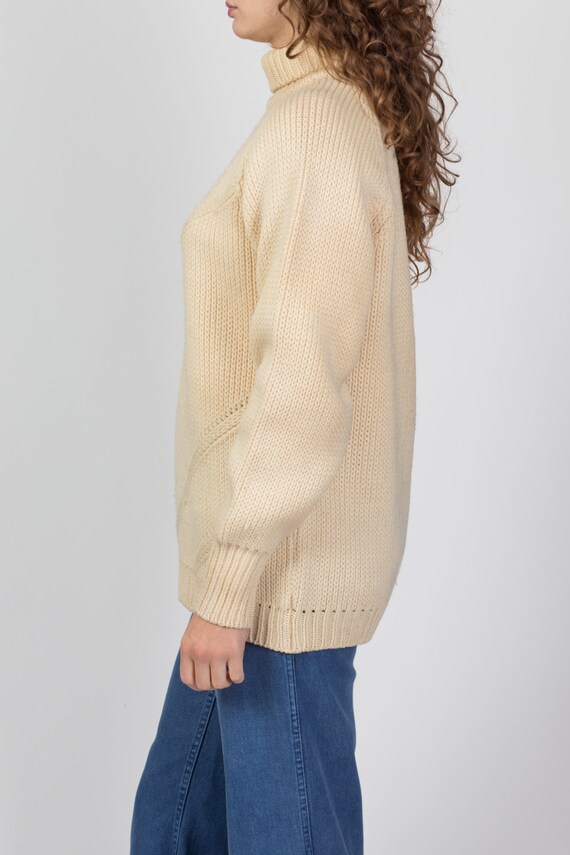 Med-Lrg 70s Jaeger Cream Wool Turtleneck Sweater … - image 3