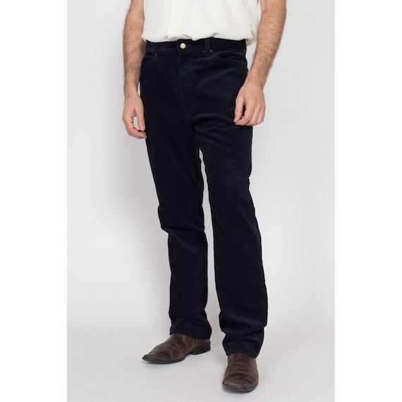 34x32 80s Lee Riders Navy Blue Corduroy Trousers … - image 2