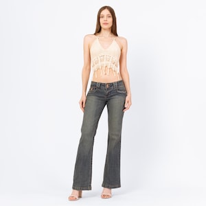 Vintage Y2K Low Rise Flared Jeans - Small | 90s 2000s Faded Denim Bootcut Flares