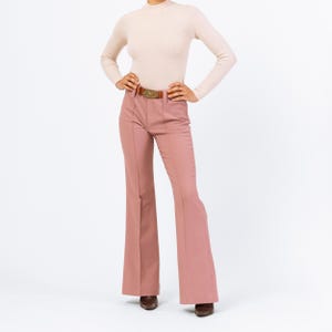 Vintage 70s Dusty Rose Pink Flared Western Pants - Small | H Bar C Ranchwear Trousers, 1970s High Waisted Bootcut Pants