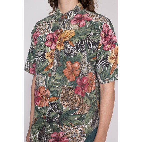 Medium 90s African Animal Tropical Floral Shirt |… - image 7