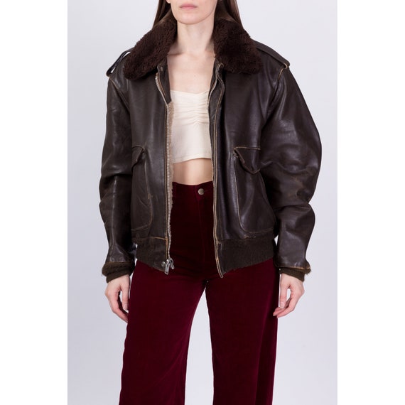 70s Schott G-1 Brown Leather Bomber Flight Jacket… - image 2