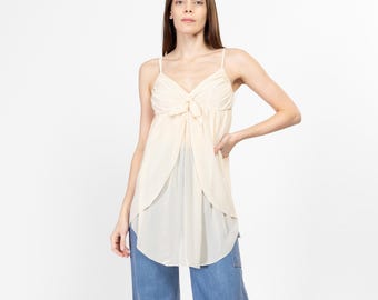 90s Victoria's Secret Ivory Split Front Babydoll - Medium | Vintage Camisole Bridal Lingerie Mini Dress