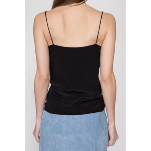 XS-Sm 90s Black Silk Camisole Top Vintage Minimalist Sleeveless Spaghetti Strap Tank image 5