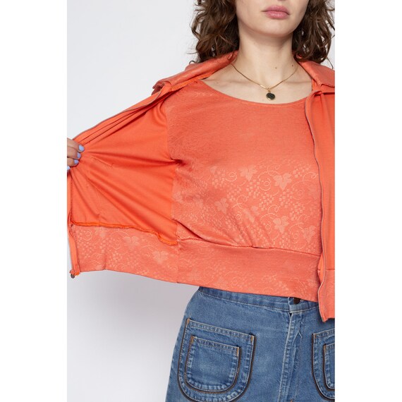 Medium 70s Peach Cropped Sweatshirt Top | Vintage… - image 7