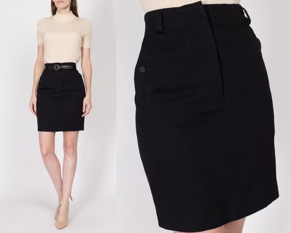 XS 90s Azzedine Alaia Paris Black Mini Pencil Skirt 24.5