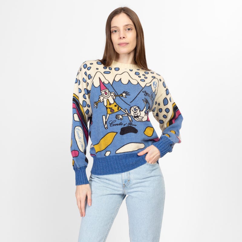Vintage Soft Moose & Hearts Ski Sweatshirt M Woman's main image 0