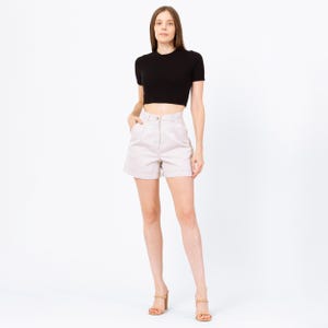 Vintage 90s Anne Klein Khaki High Waisted Shorts - Small, 26&quot; Waist | Minimalist Pleated Casual Cotton Shorts