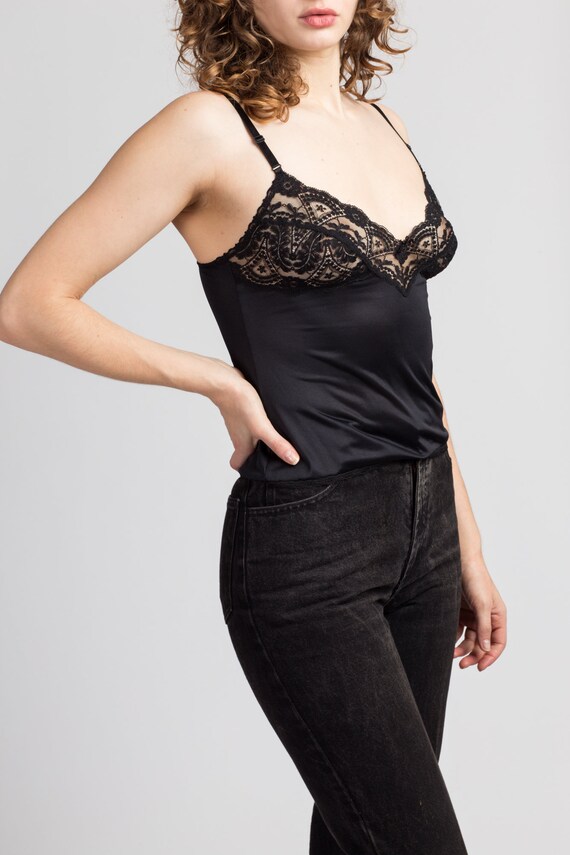 70s sliperfection black nylon lace sheer slip skirt