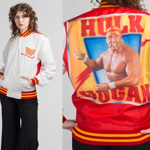 90s Hulk Hogan WWF Jacket Men's Medium Vintage Red & Yellow World