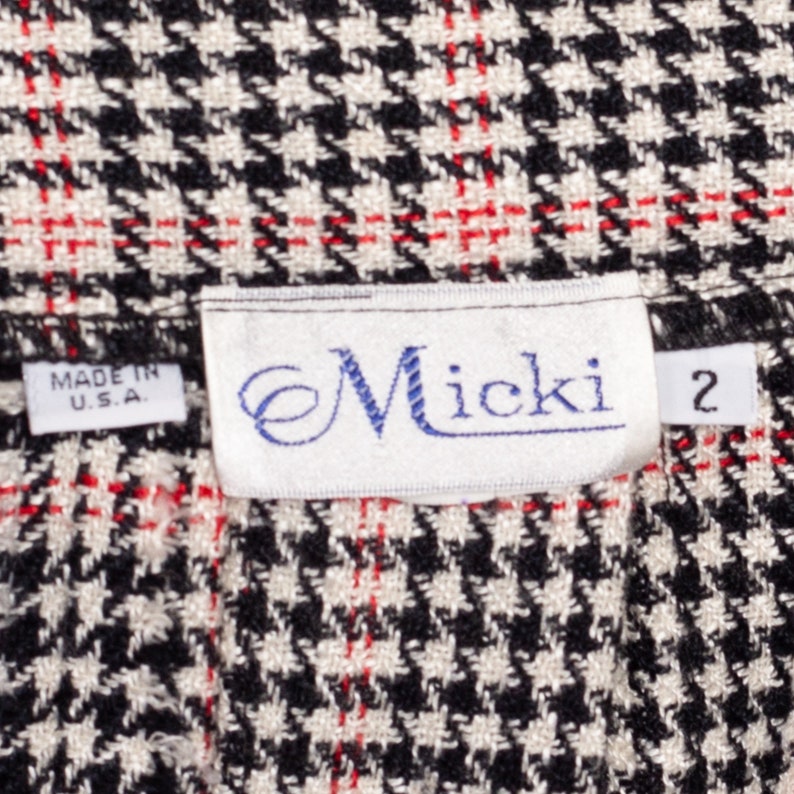 80s Houndstooth Pleated Midi Skirt Extra Small, 24 Vintage Micki Wool Blend High Waist Preppy Schoolgirl Skirt image 6
