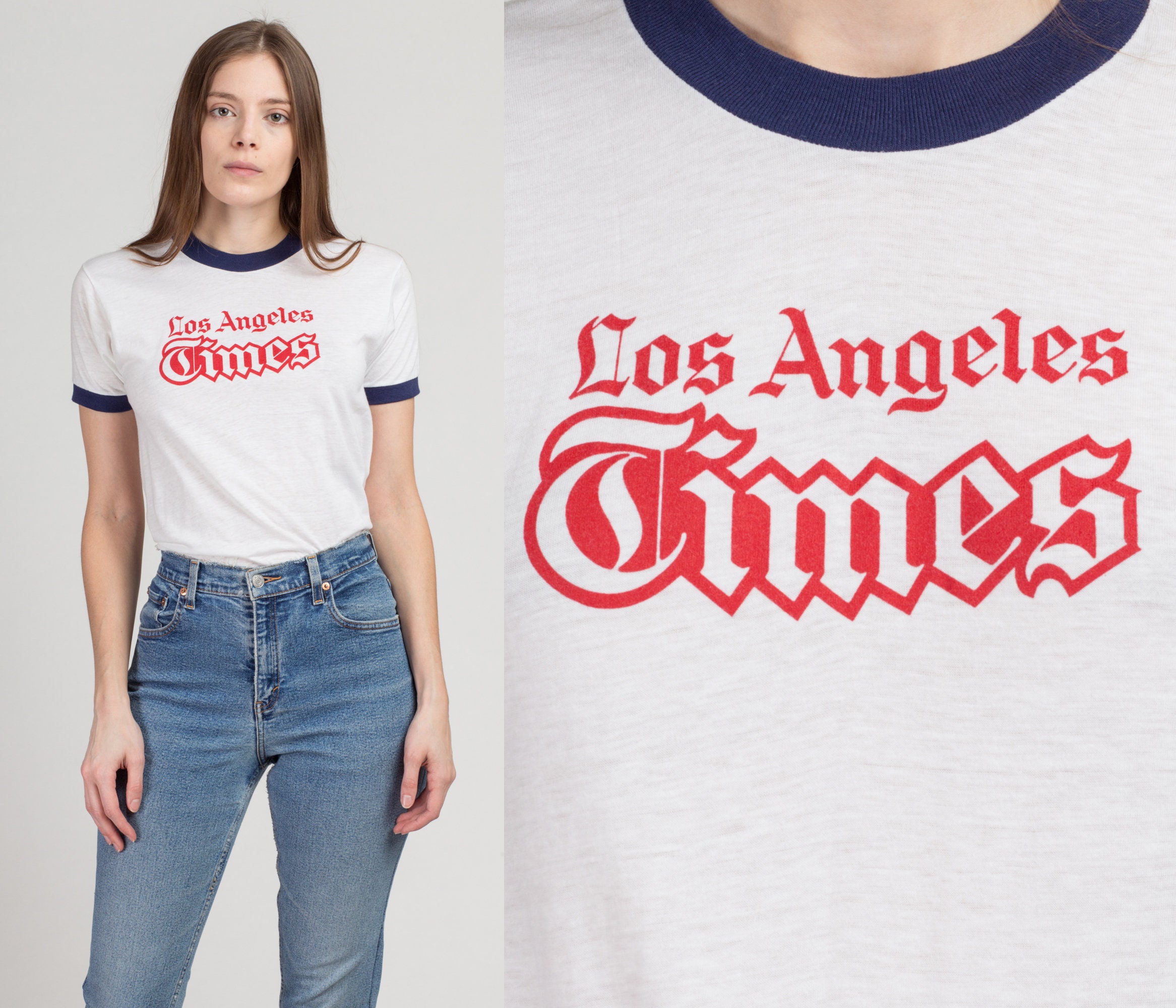 80s Los Angeles Times T Shirt Small Vintage LA California 