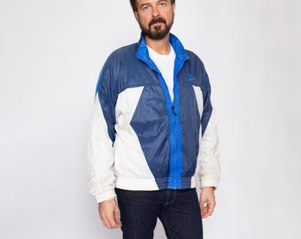 Kurtka wiatrówka Nike Color Block z lat 80. i 90. – duża | Kurtka sportowa vintage streetwear z logo Swoosh