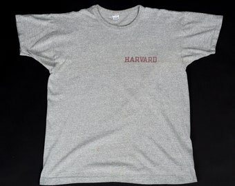 80s Harvard University Champion T Shirt Extra Large | Vintage Heather Gray Graphic Collegiate Tee