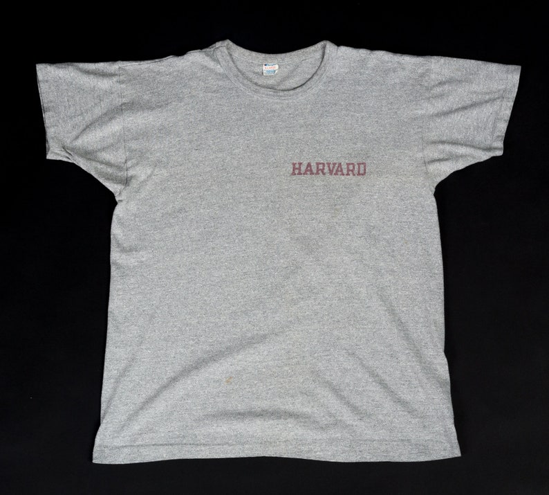 80s Harvard University Champion T Shirt Extra Large Vintage Heather Gray Graphic Collegiate Tee image 1