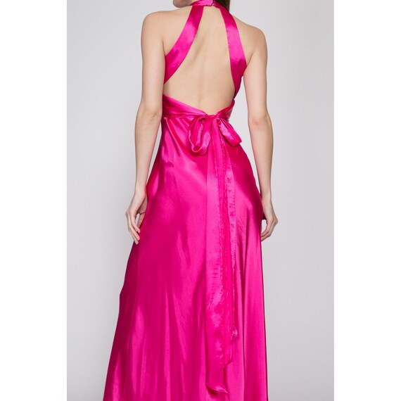 Sm-Med 90s Hot Pink Satin Backless Evening Gown |… - image 6