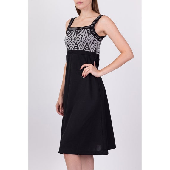 Small 70s Black & Silver Lurex Midi Dress | Vinta… - image 4