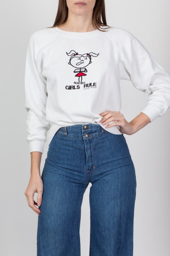 Small 90s Y2K "Girls Rule" Sweatshirt Petite | Vi… - image 2