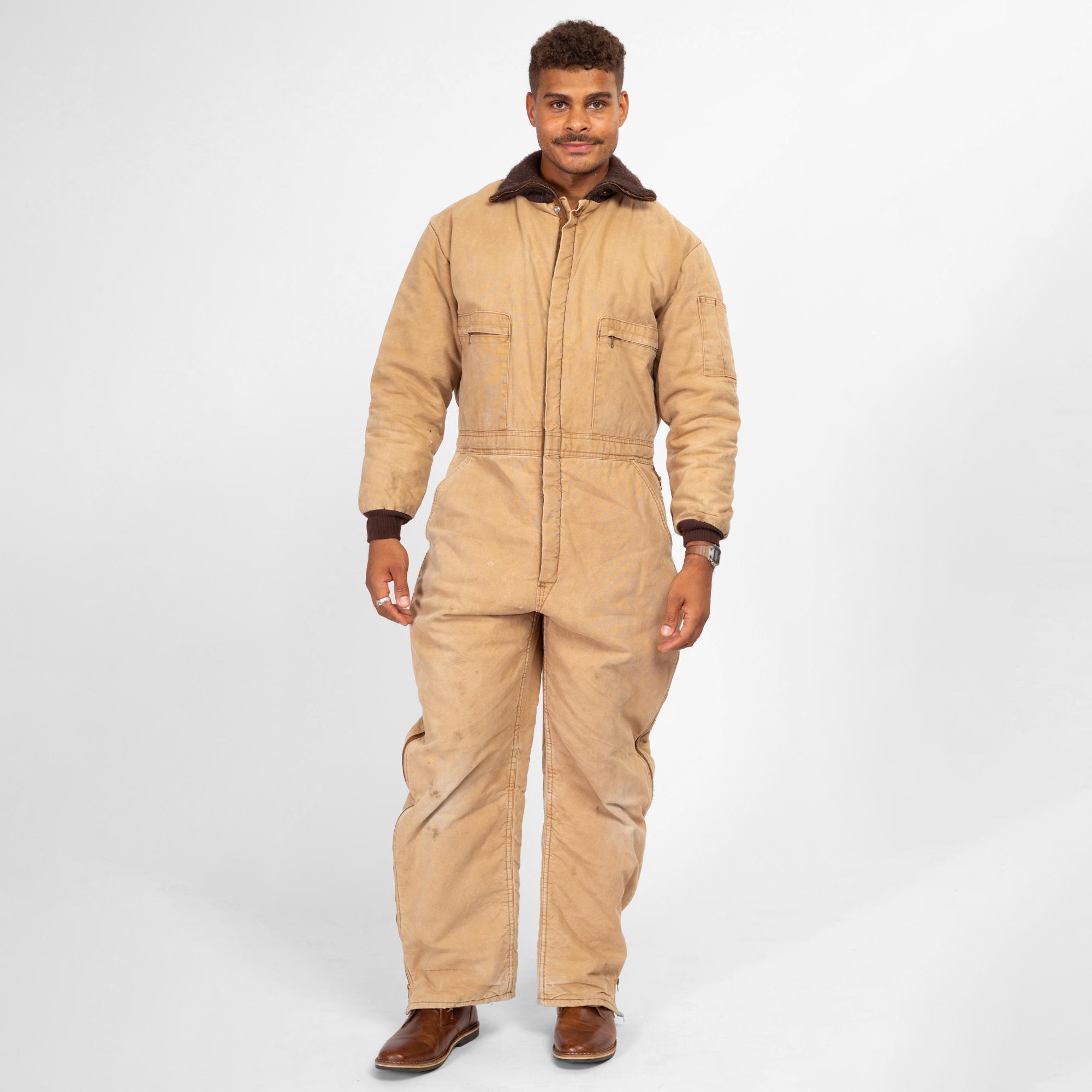 Large 70s Wear Guard Insulated Coveralls | Vintage Tan Duck Large 70s Wear Guard Insulated Coveralls | Vintage Tan Duck