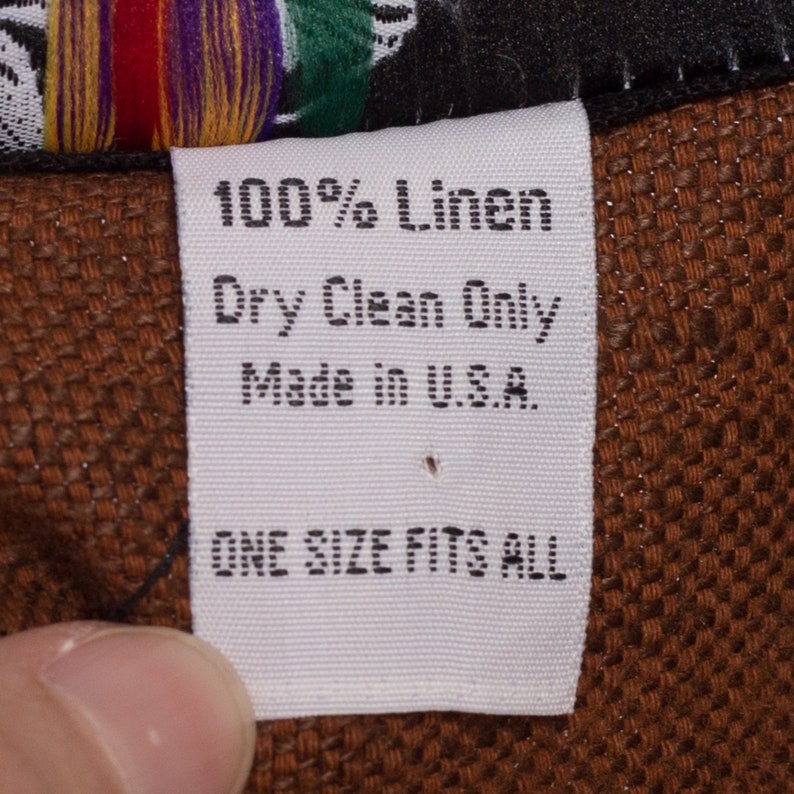 One Size 80s Boho Brown Linen Open Fit Jacket Vintage Fixsun Tribal Print Lightweight Coat image 7