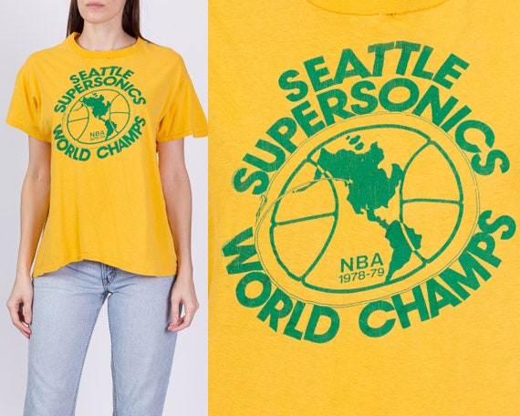 SEATTLE SUPERSONICS NBA 90s VINTAGE BASKETBALL SWEATSHIRT PRINT LOGO 7  MEN'S XL