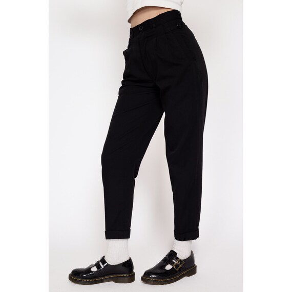 Petite XS 80s Black Pleated High Waisted Pants | … - image 4