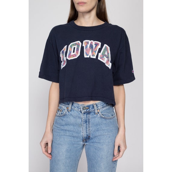Large 80s University Of Iowa Cropped T Shirt | Vi… - image 2