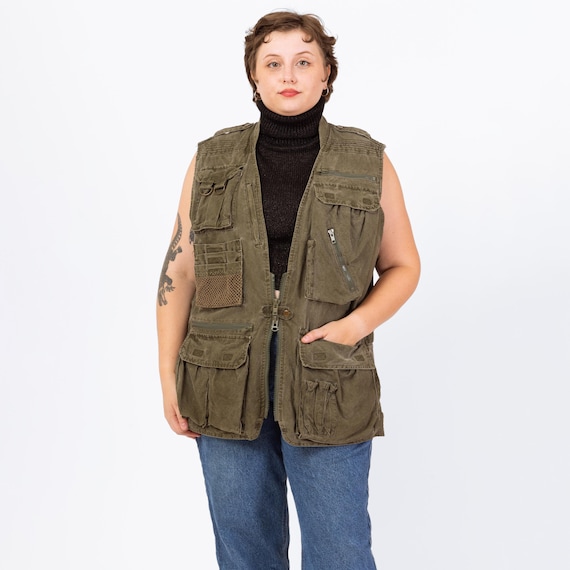 Vintage 80s Banana Republic Army Green Safari Vest - Men's Large