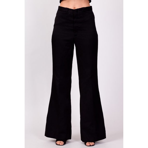 70s Black High Waisted Flared Pants Petite Small,… - image 2