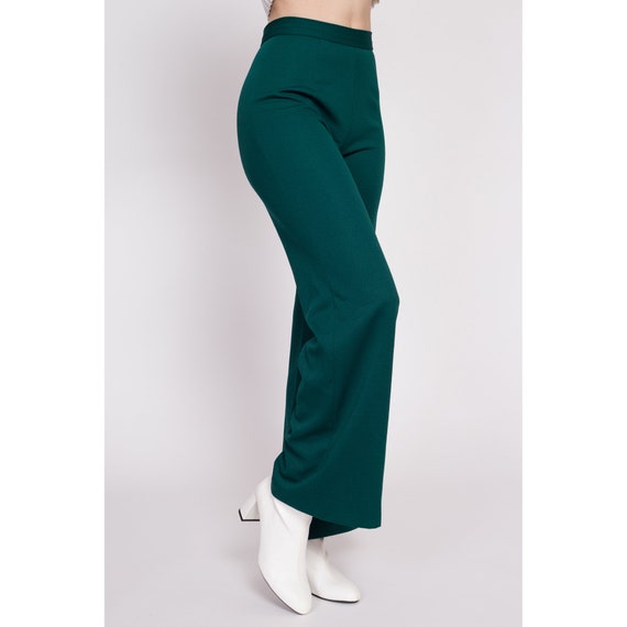 70s Emerald Green Flared Side Zip Pants Extra Sma… - image 3