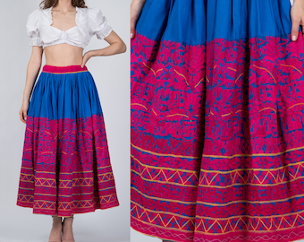 Sm-Lrg Vintage Indian Rabari Hand Embroidered Ethnic Skirt | Traditional Banjara Hindu Boho Maxi Work Skirt