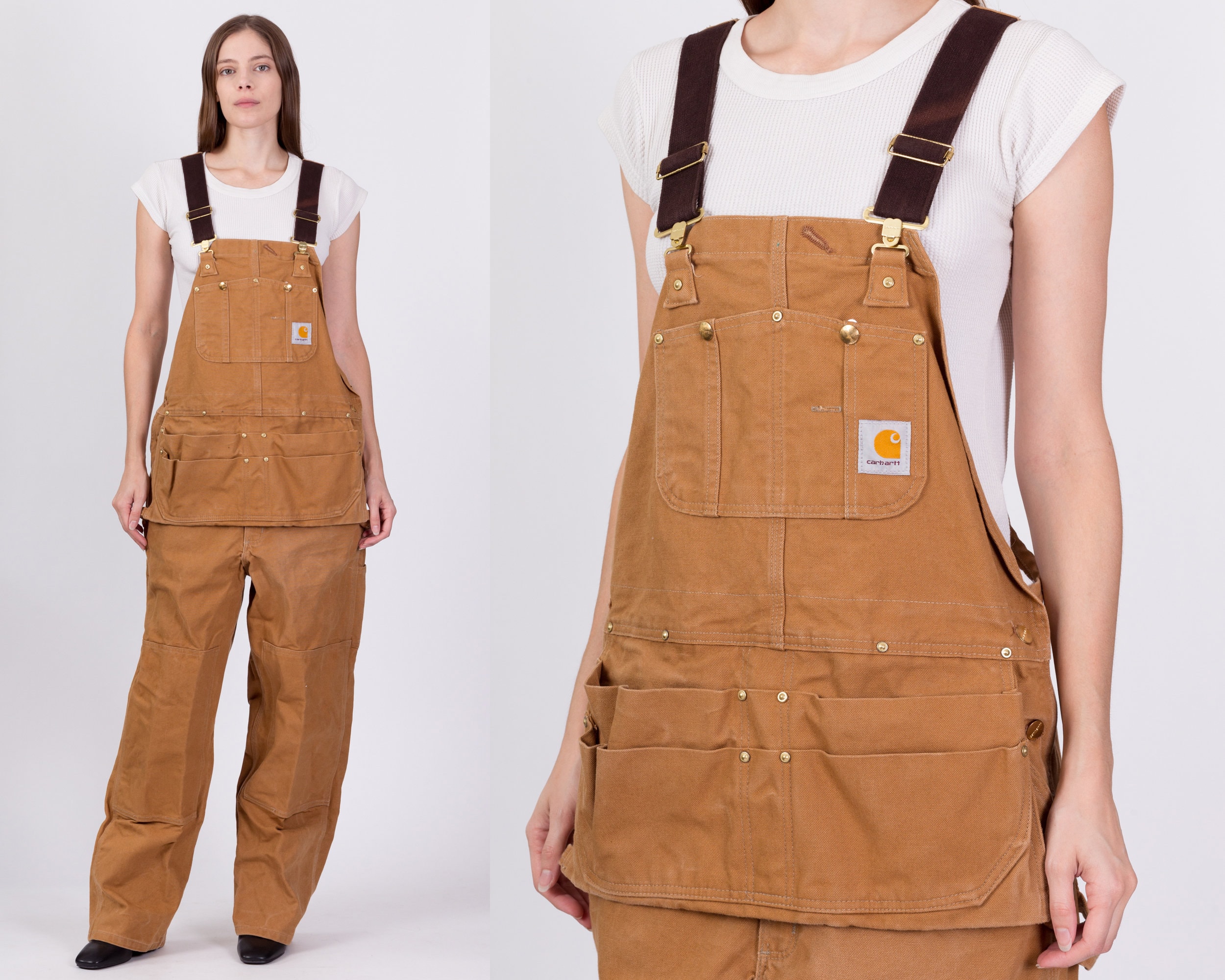 Vintage Carhartt Carpenters Utility Pouch Overalls 38x32, Grand