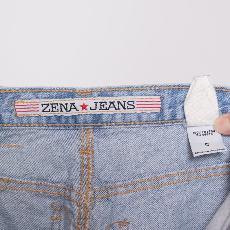 XS 90s Zena High Waisted Jeans 25 Vintage Light Wash Denim Tapered Leg Mom Jeans image 6