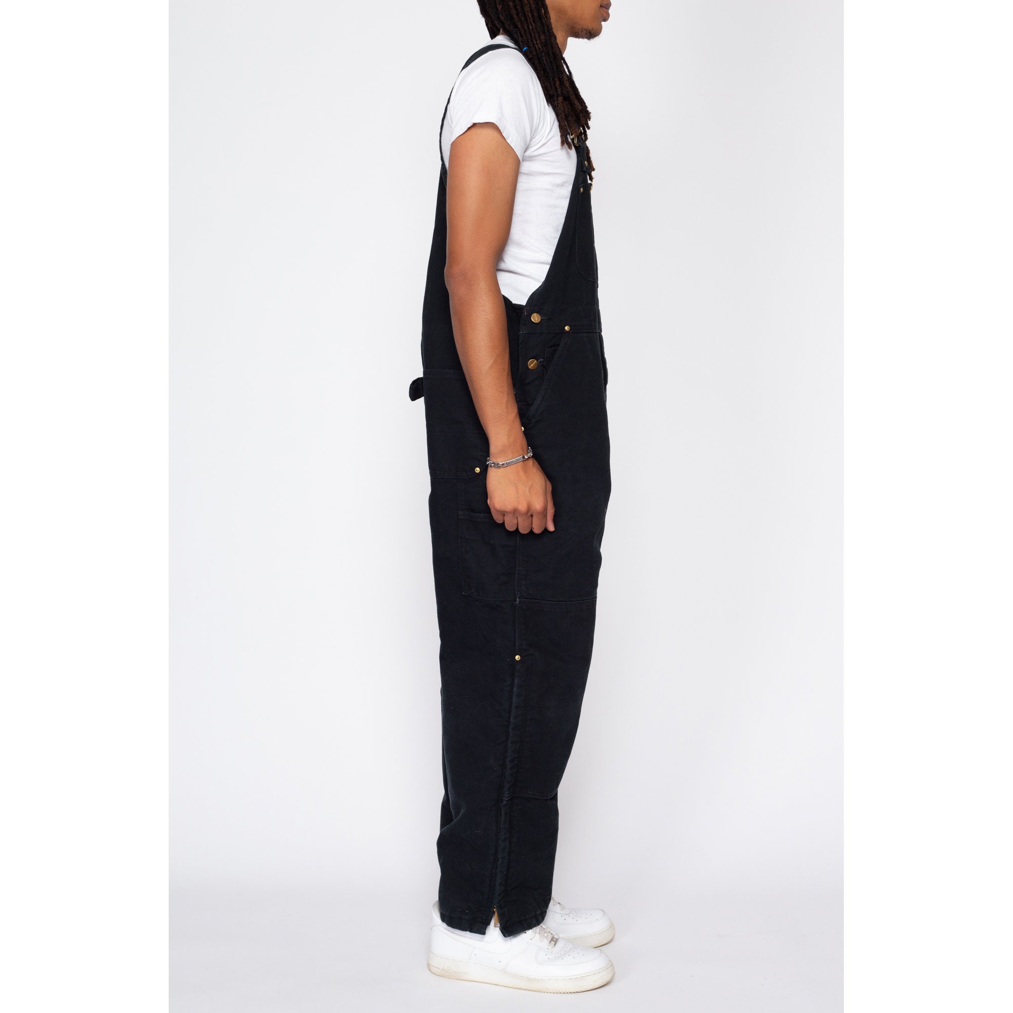 90s Carhartt Made in USA Black Insulated Overalls - 38x30