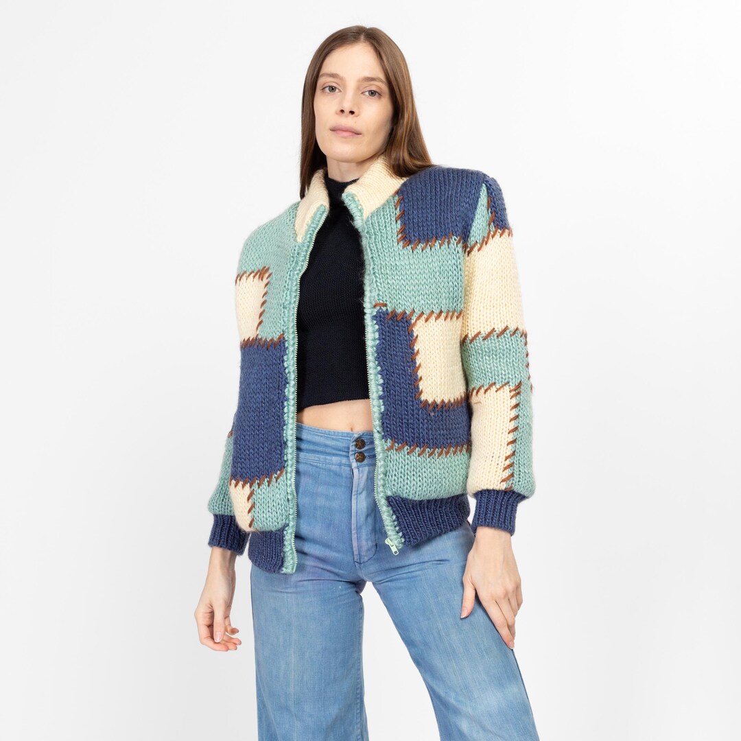 Brown Multi Washed Color Block & Patchwork Cardigan FINAL SALE